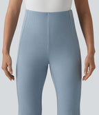 Pantalon évasé casual SpacerTek™ taille haute gainant en maille côtelée à poche