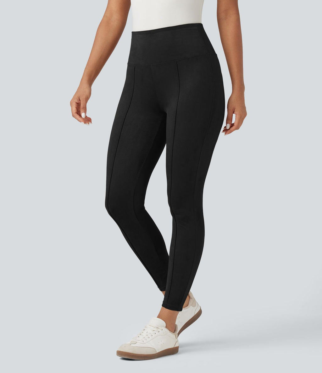 Legging 7/8 décontracté gainant taille haute effet daim