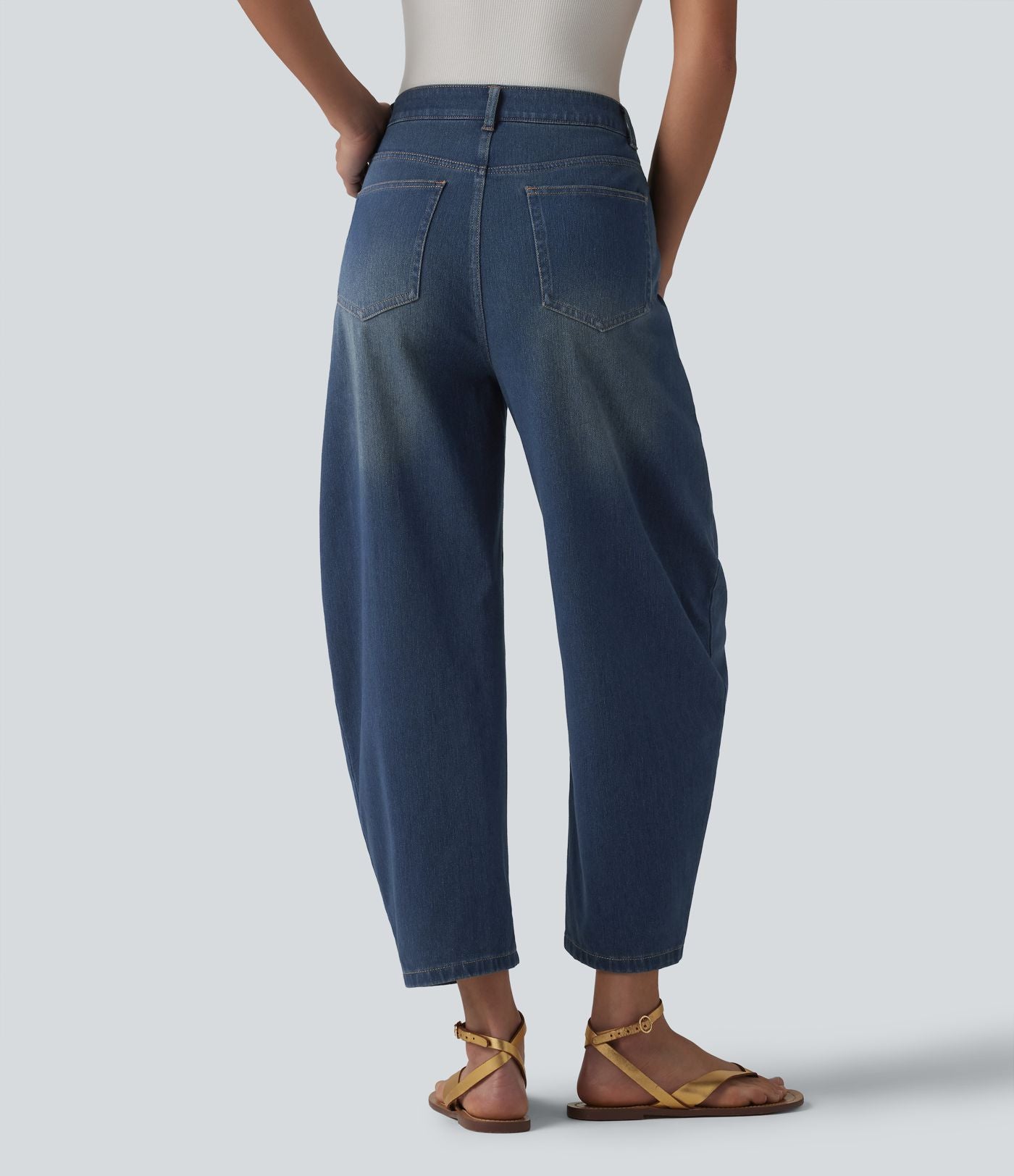 Halara Flex™ Jean barrel coupe tonneau taille mi-haute avec poches