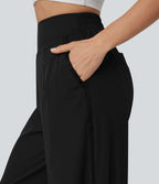 Pantalon large taille haute avec poches