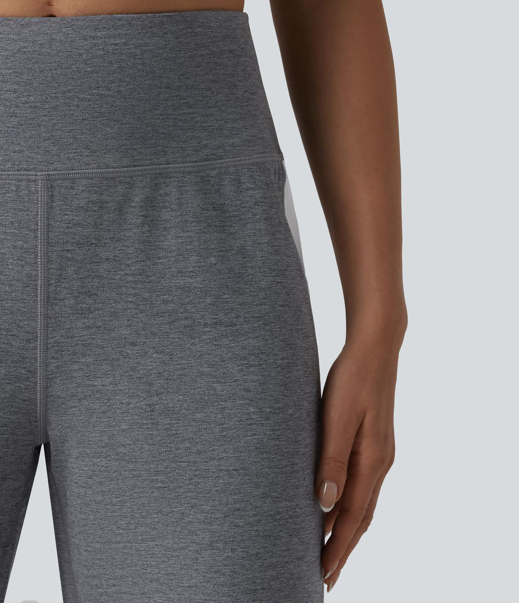 Pantalon droit taille haute à rayures séchage rapide avec poches