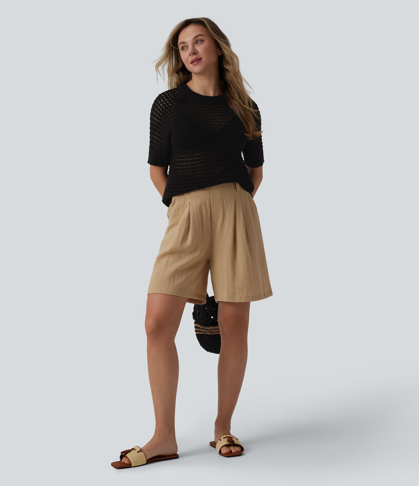 Pull col rond manches courtes