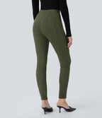 Legging décontracté en suédine taille haute, gainant, avec poches latérales