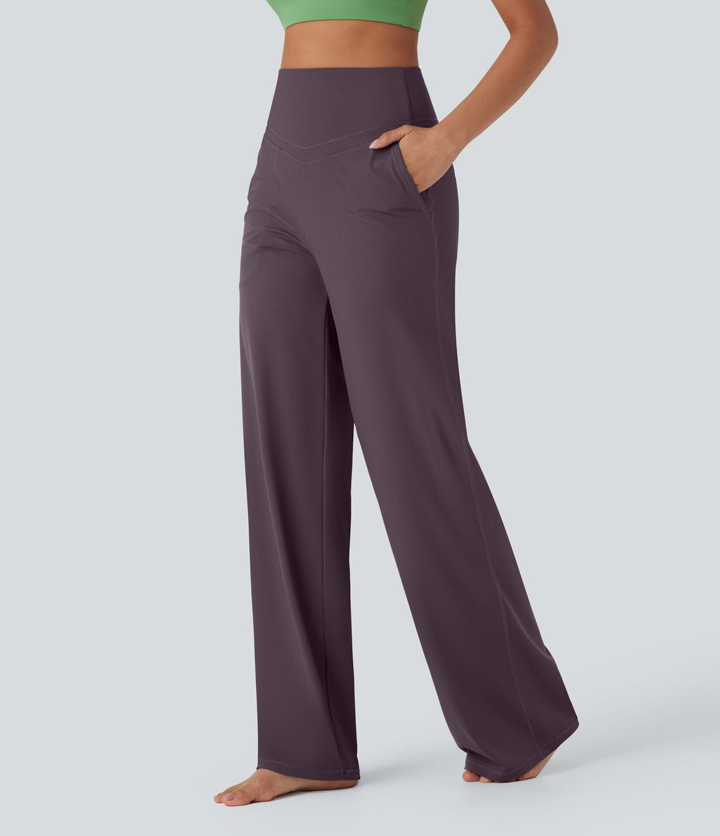 Pantalon de yoga droit gainant taille haute avec poches Halara UltraSculpt™