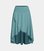 Breezeful™ Jupe Danse Fluide 2-en-1 à Taille Haute Volants Asymétriques Haut-Bas et Séchage Rapide
