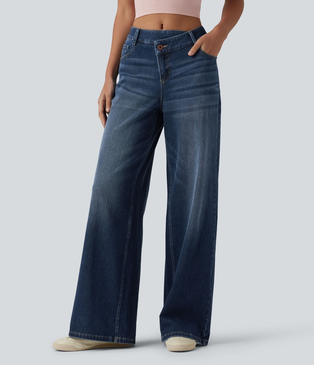 Jean large décontracté Halara Flex™ asymétrique taille mi-haute avec poches