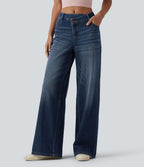 Jean large décontracté Halara Flex™ asymétrique taille mi-haute avec poches