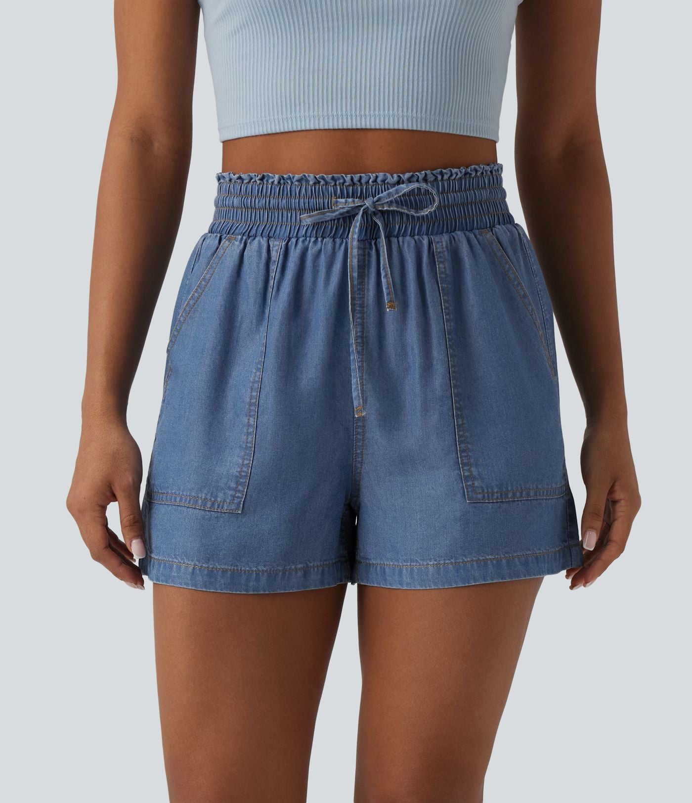 Jean large casual taille mi-haute en lyocell avec poches