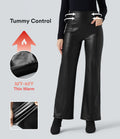Pantalon similicuir évasé gainant taille haute stretch avec poches