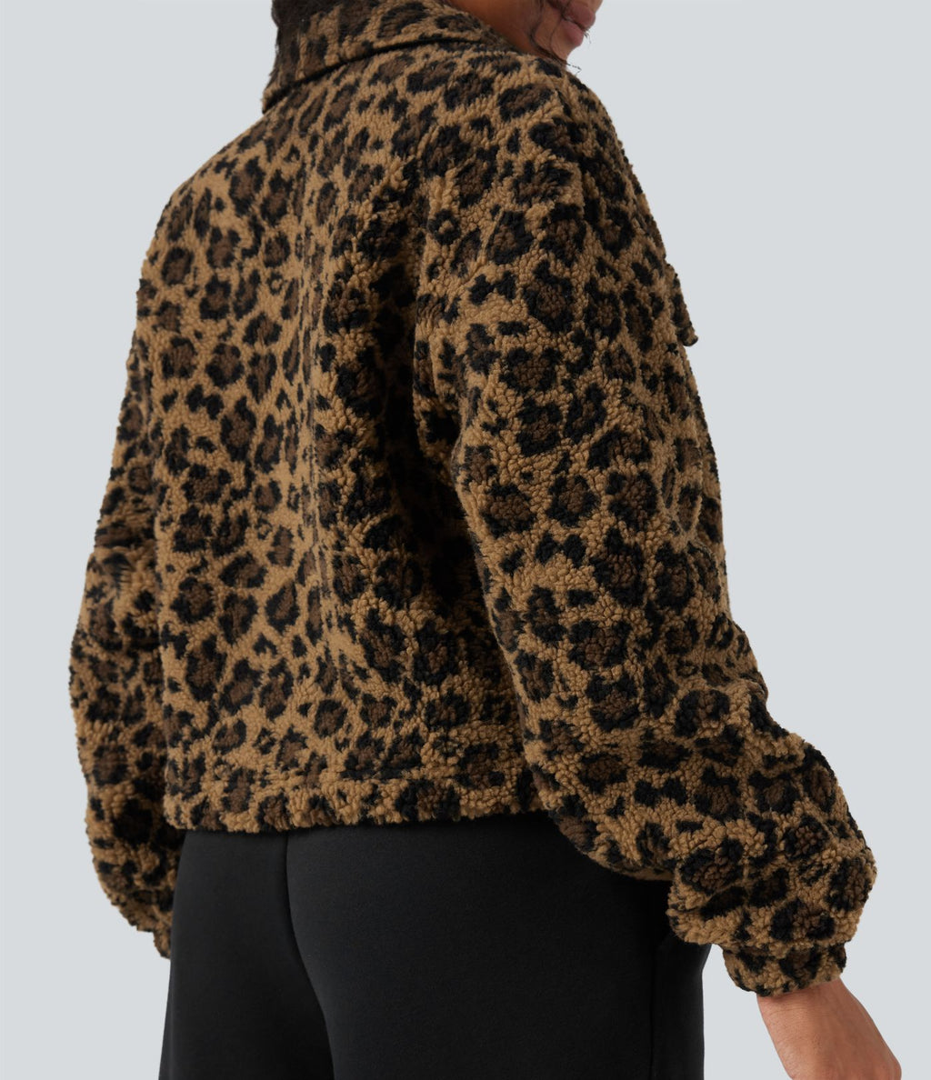Veste décontractée en sherpa manches longues avec poches