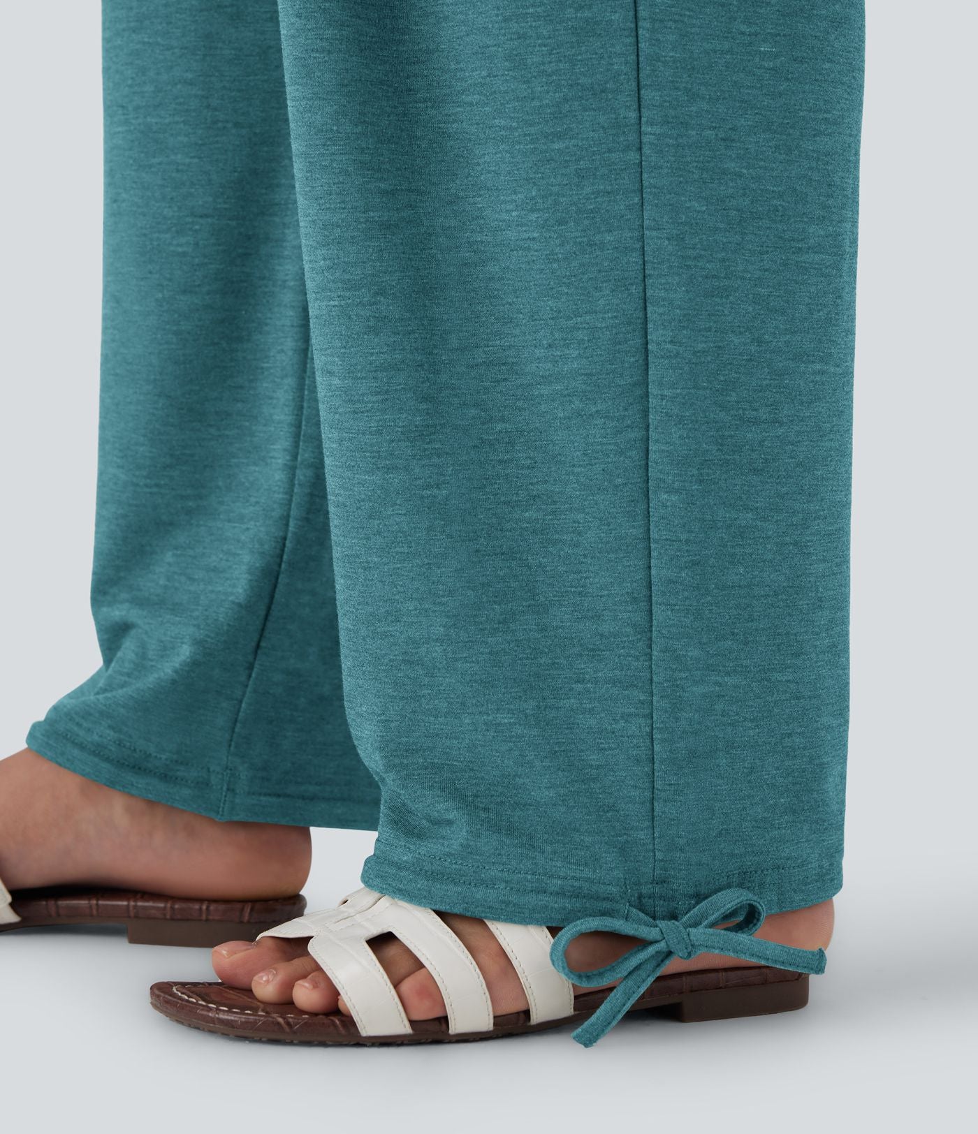Pantalon de jogging décontracté à taille haute croisée avec poches latérales et cordon de serrage