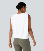 Débardeur de yoga col rond froncé, tissu rafraîchissant - Protection UPF50+