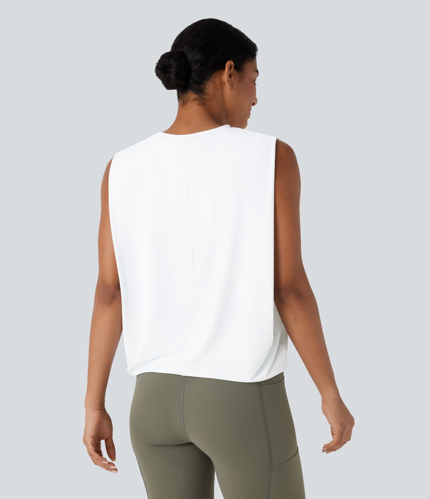 Débardeur de yoga col rond froncé, tissu rafraîchissant - Protection UPF50+
