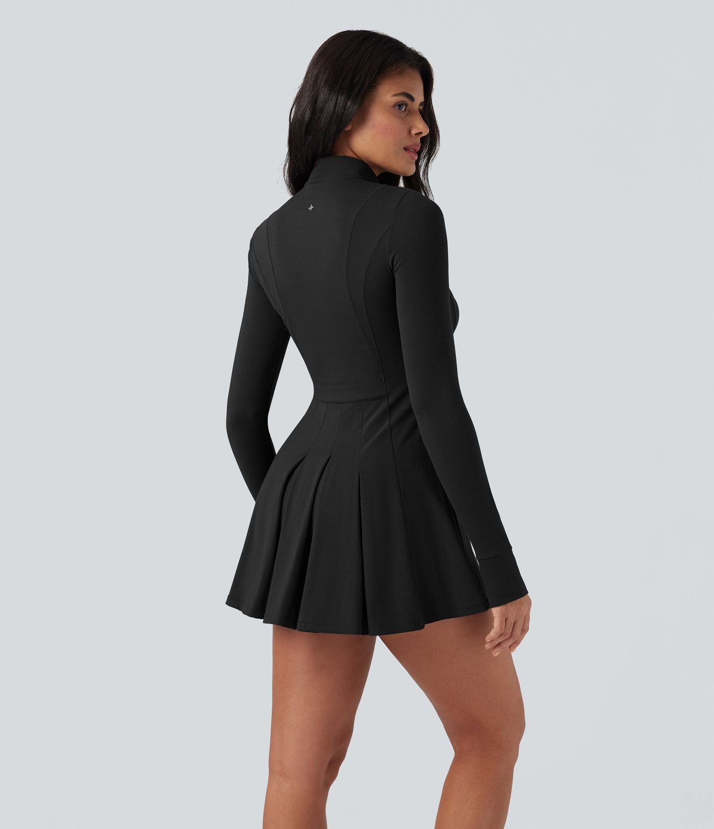 Robe de tennis active courte SoftlyZero™ Plush 2-pièces demi-zip manches longues avec trous pouces et poches