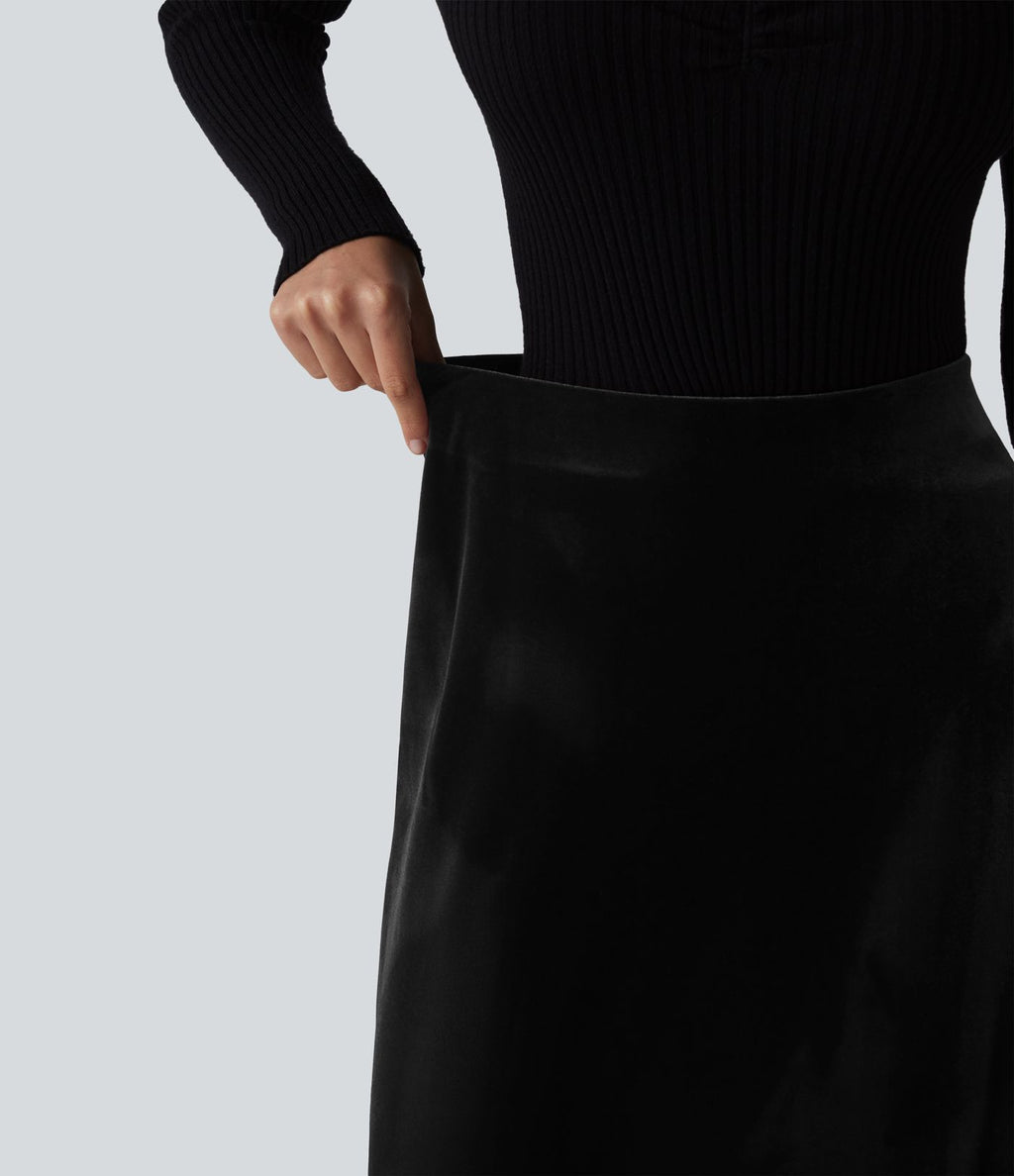 Jupe midi tailleur en velours taille haute