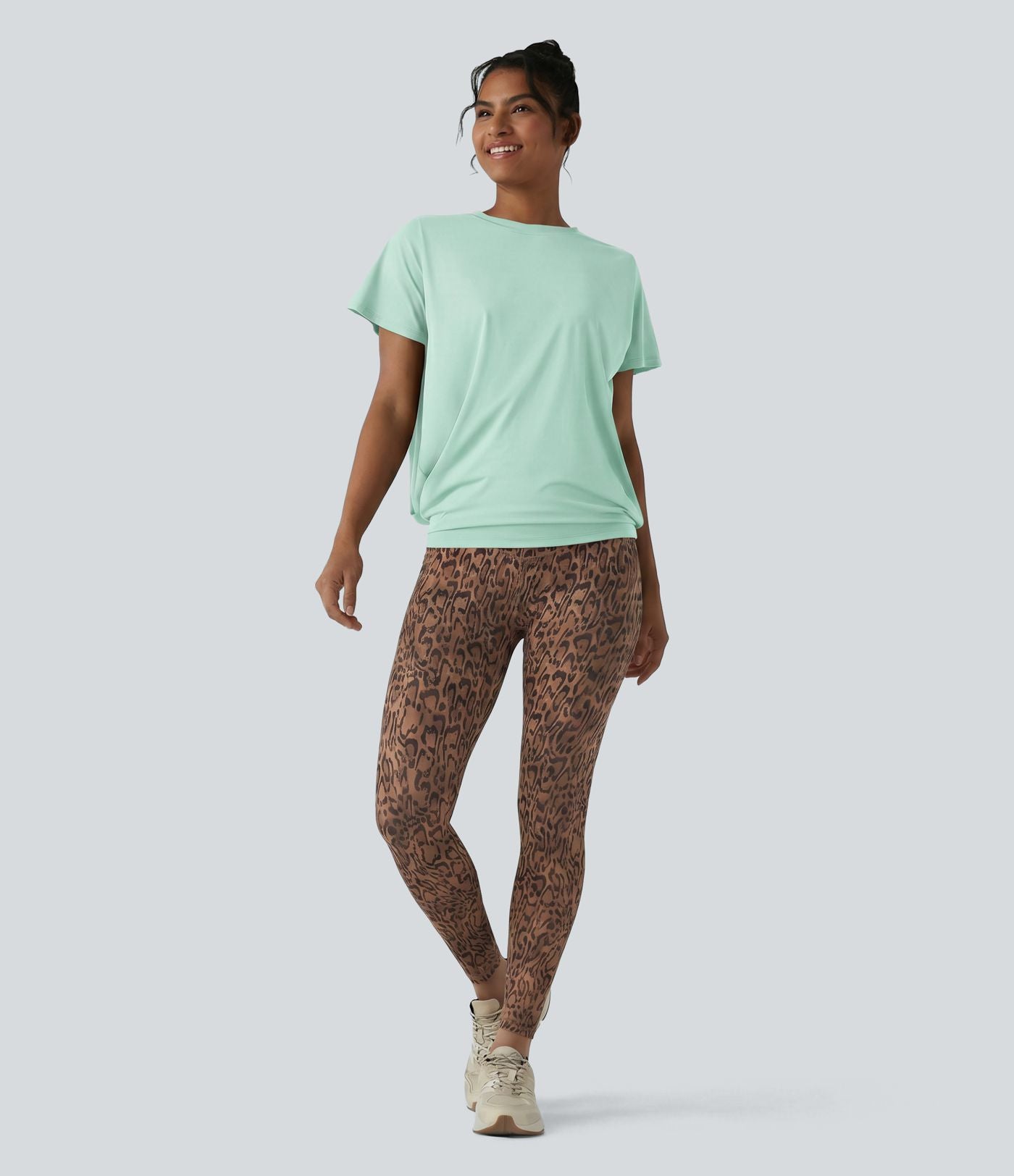 Haut de sport col rond manches courtes effet frais InstantCool avec fronces, protection solaire UPF50+