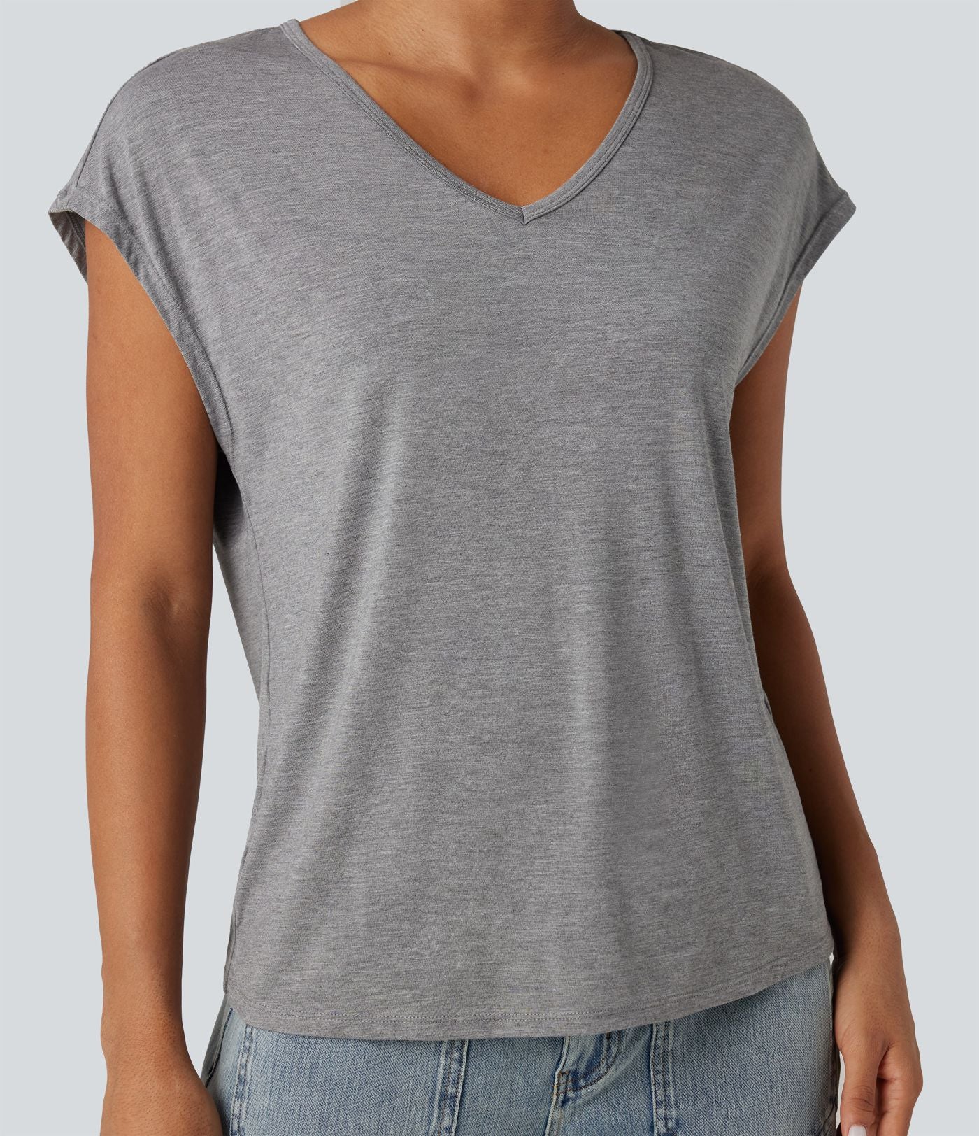 T-shirt casual col V manches courtes