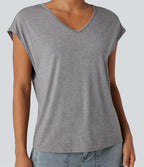 T-shirt casual col V manches courtes