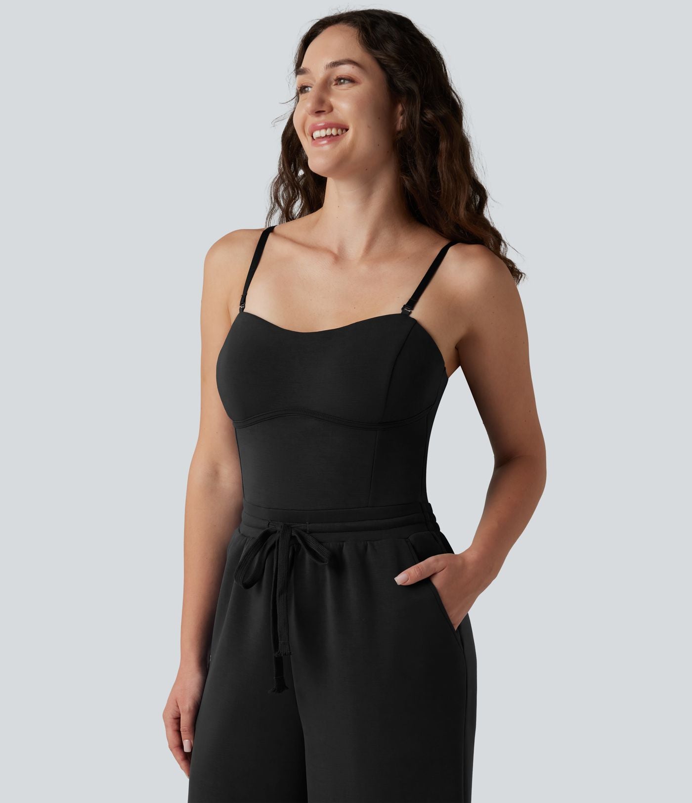 Combinaison Easy Peasy SpacerTek™ décontractée à bretelles amovibles, cordon de serrage, soutien-gorge intégré et poches