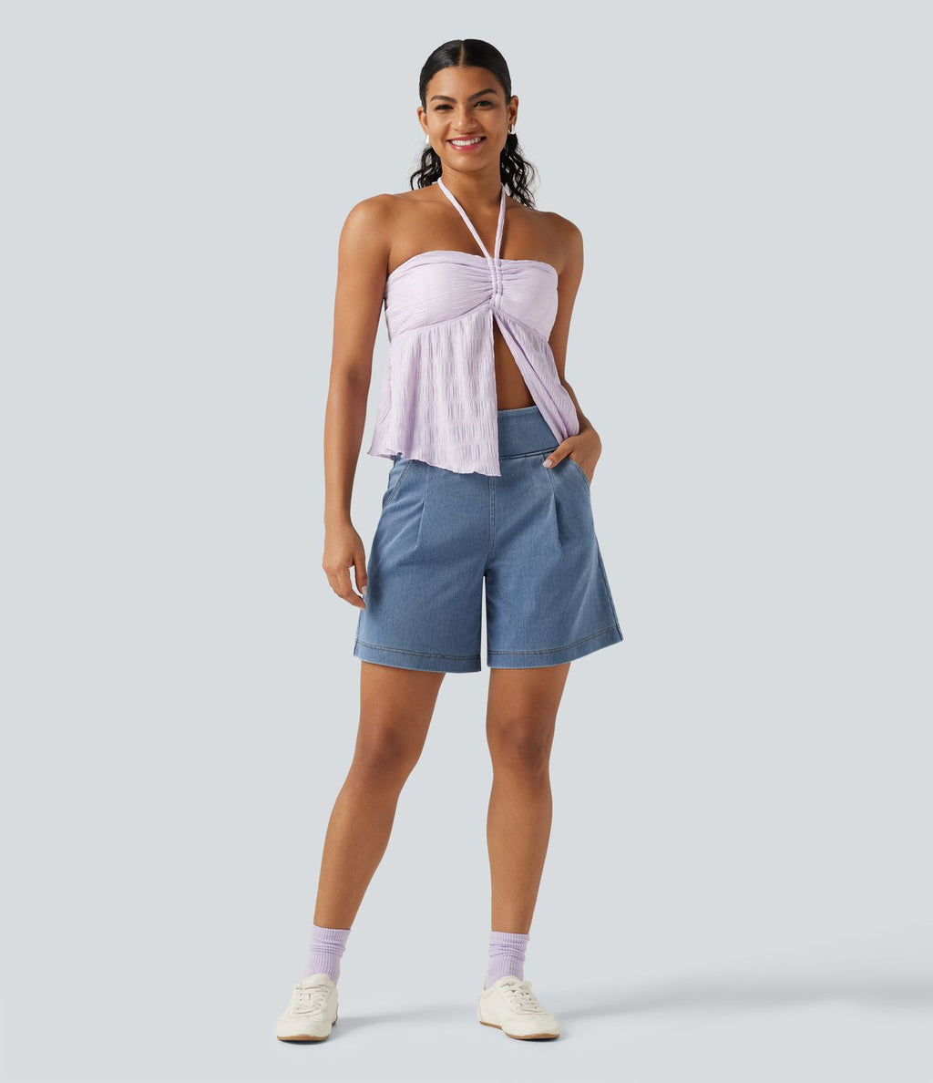 Halara Flex™ Short décontracté ample en jean taille haute 17,5 cm avec poches