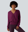 Blouse de travail col V croisée manches longues