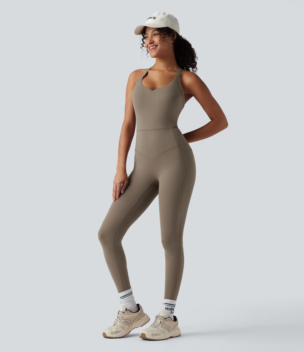 Combinaison d'entraînement gainante Halara UltraSculpt™ avec poches - Édition Easy Peasy - Bonnets E-G