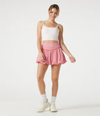Jupe de tennis mini 2-en-1 bulle taille haute à carreaux froissés et séchage rapide avec poches