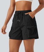 Short cargo de sport taille haute avec cordon de serrage et poches