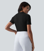 Pull tailleur à col polo et manches courtes