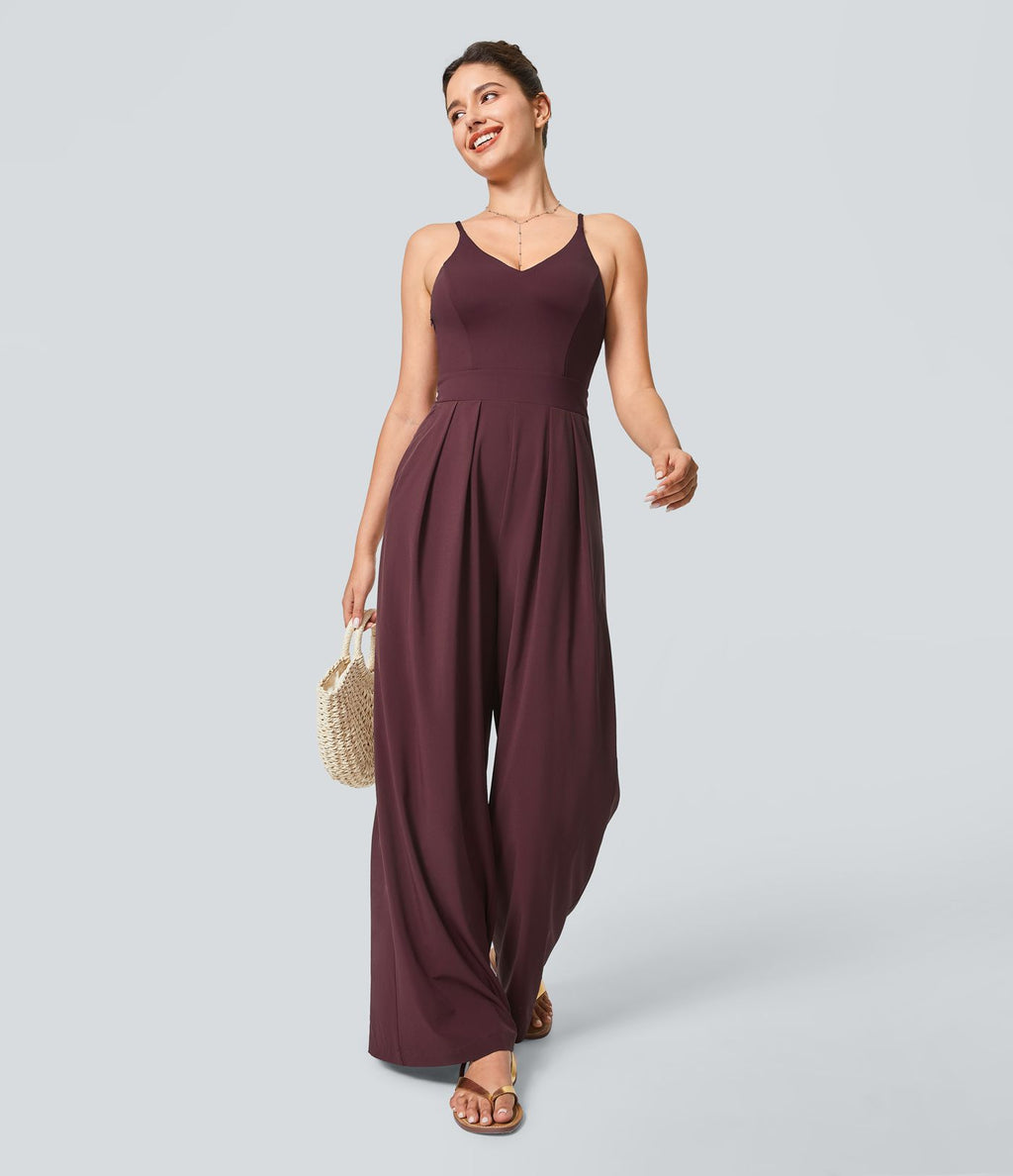 Breezeful™ Combinaison Dos Nu Poche Zippée Invisible Sur le Côté Jambe Large Séchage Rapide