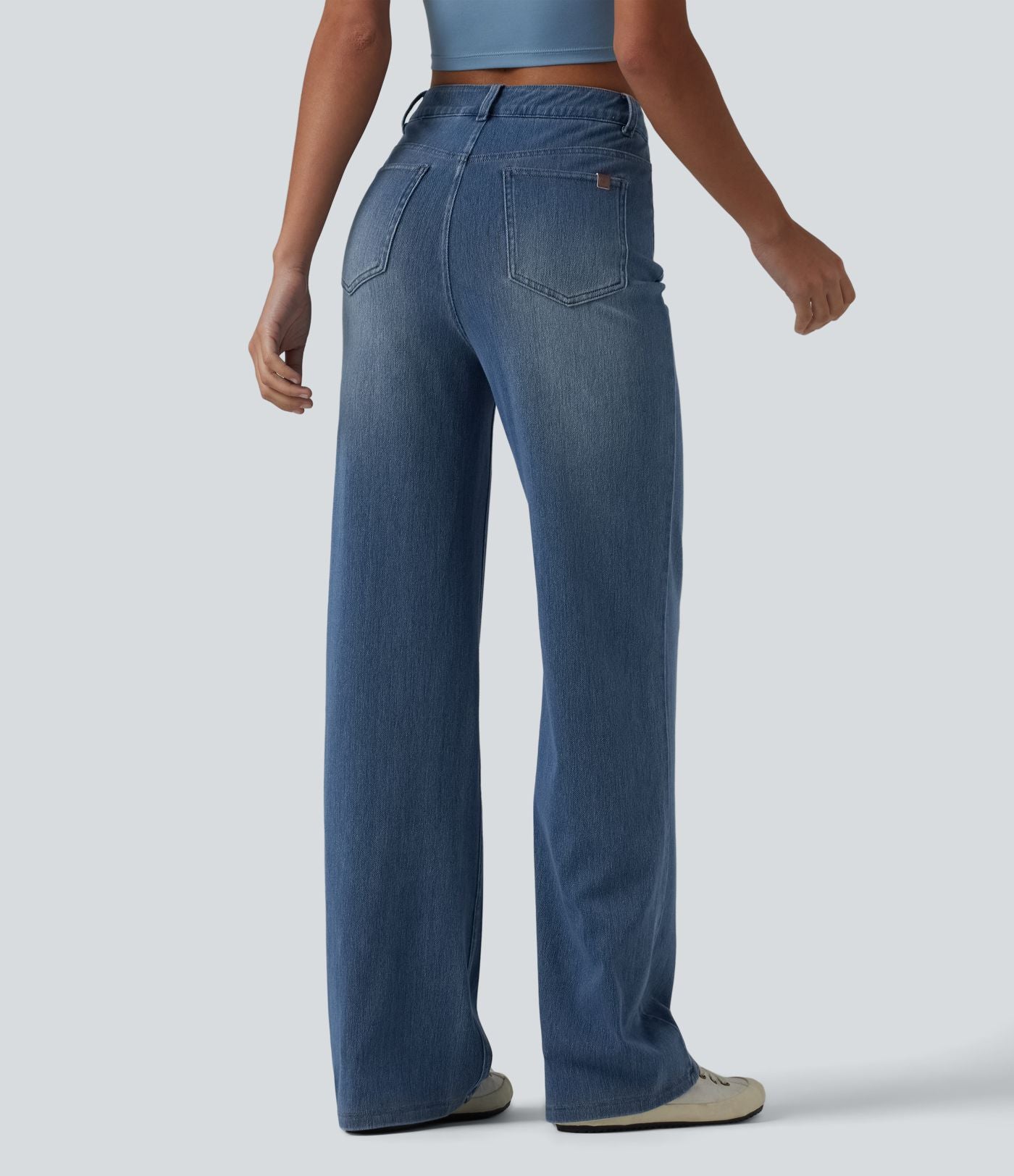 Jean droit Halara Flex™ décontracté, taille haute, avec poches