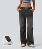 Jean parachute casual Halara Flex™ tricot extensible taille basse cordon ajustable avec multiples poches