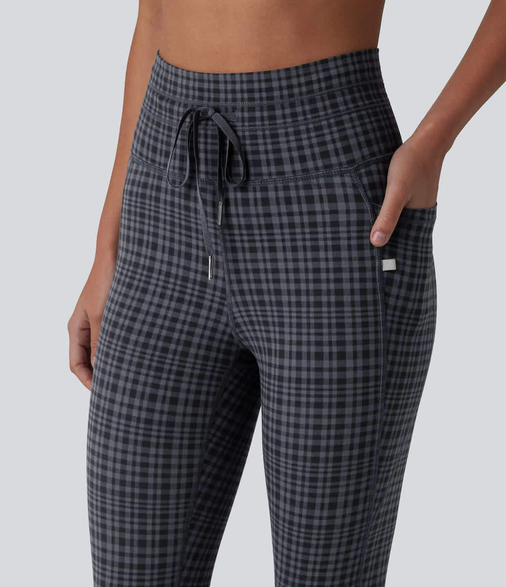 Legging de yoga Halara UltraSculpt™ taille haute avec cordon de serrage imprimé carreaux avec poches