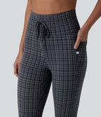 Legging de yoga Halara UltraSculpt™ taille haute avec cordon de serrage imprimé carreaux avec poches