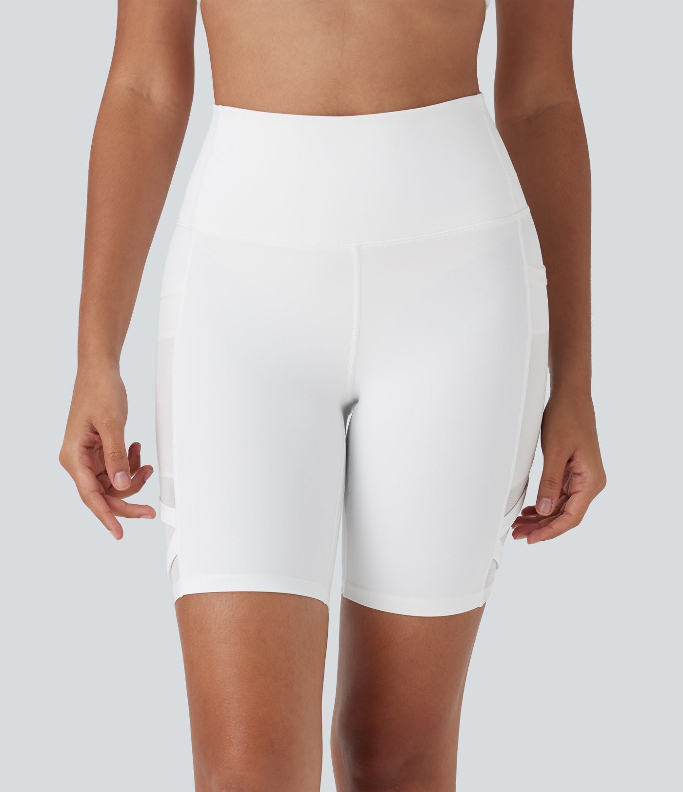 Short cycliste de yoga SpeedWave™ taille haute avec filet contrasté, séchage rapide, poches latérales - 17,5 cm