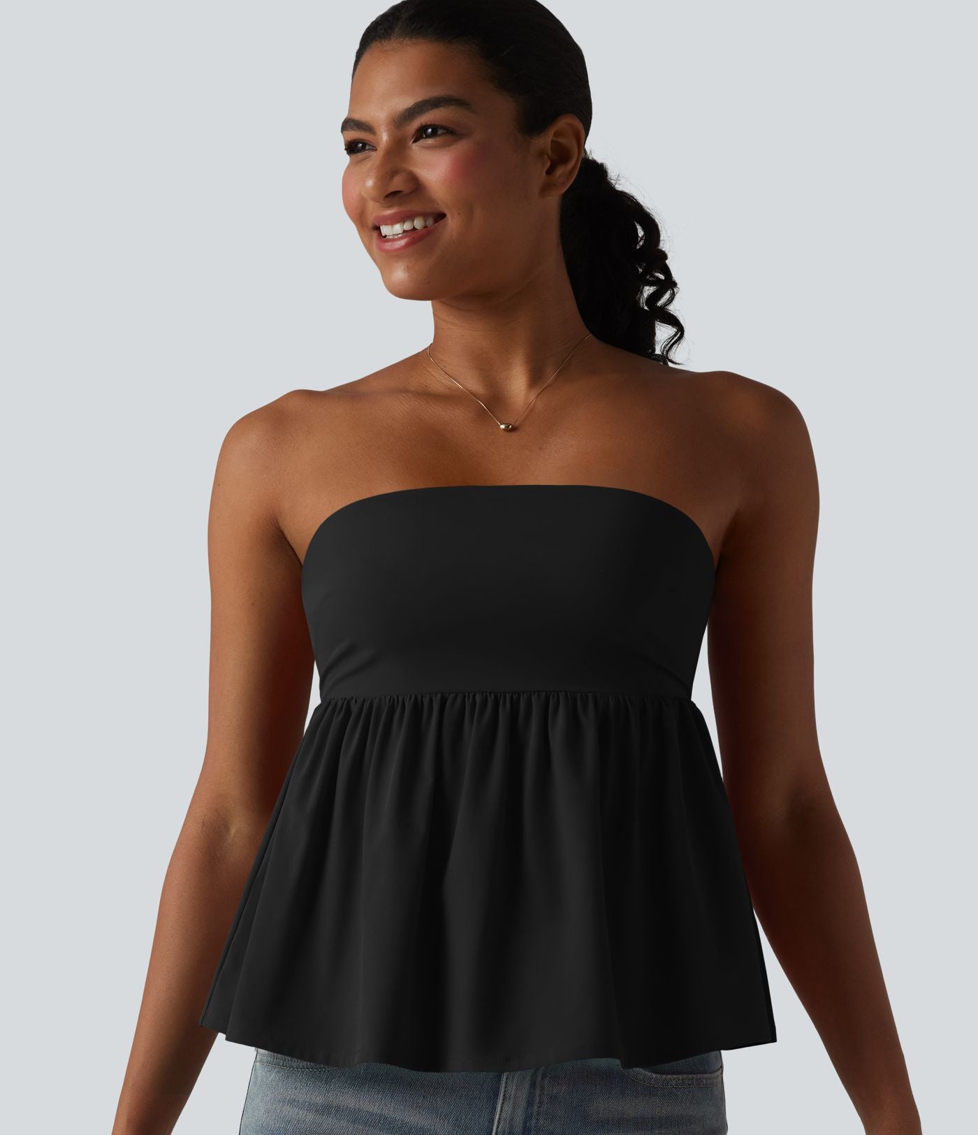 Haut bandeau babydoll Breezeful™ à smocks, bas volanté et séchage rapide