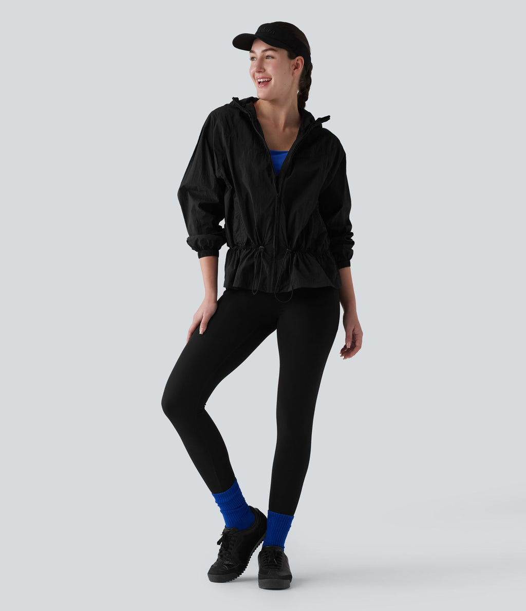 Coupe-vent casual à capuche avec cordon de serrage et poches