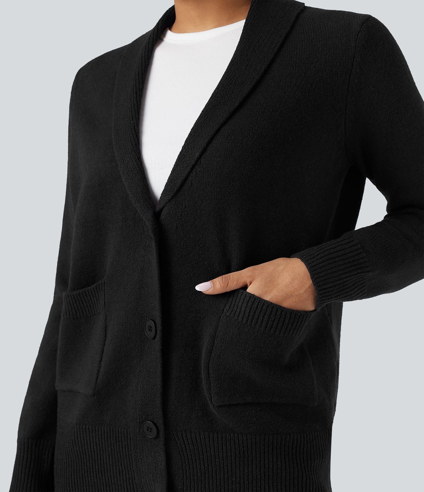 Cardigan col tailleur manches longues avec poches