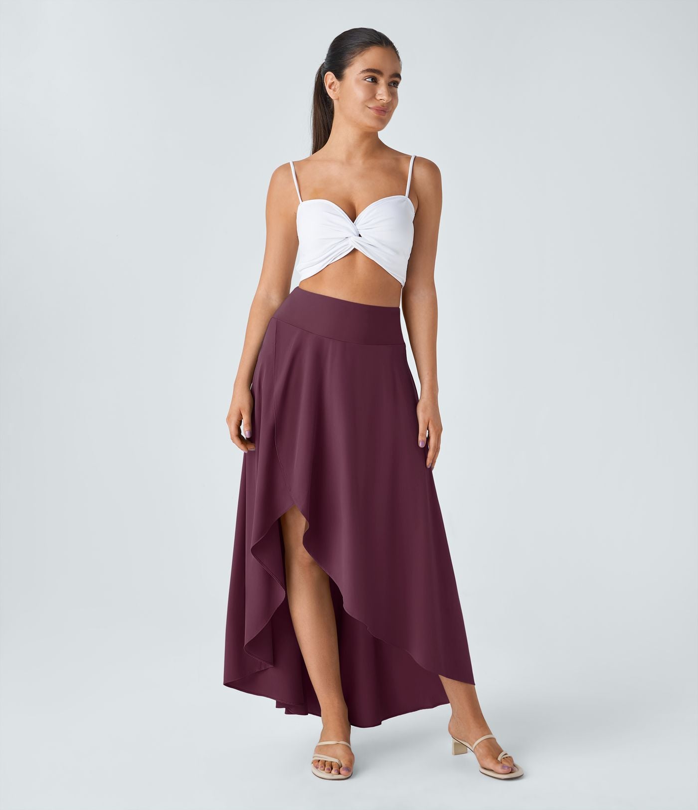 Jupe Longue Casual Breezeful™ Taille Haute à Volants 2en1 Fluide Sèchement Rapide Quotidien Maxi