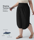 Pantalon capri grande taille Breezeful™ taille haute gainant à ourlet arrondi séchage rapide avec poches
