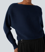 Pull décontracté col bateau manches chauve-souris