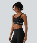 OneForm Brassière de sport de tennis sans coutures maintien léger dos nu color block soutien-gorge intégré