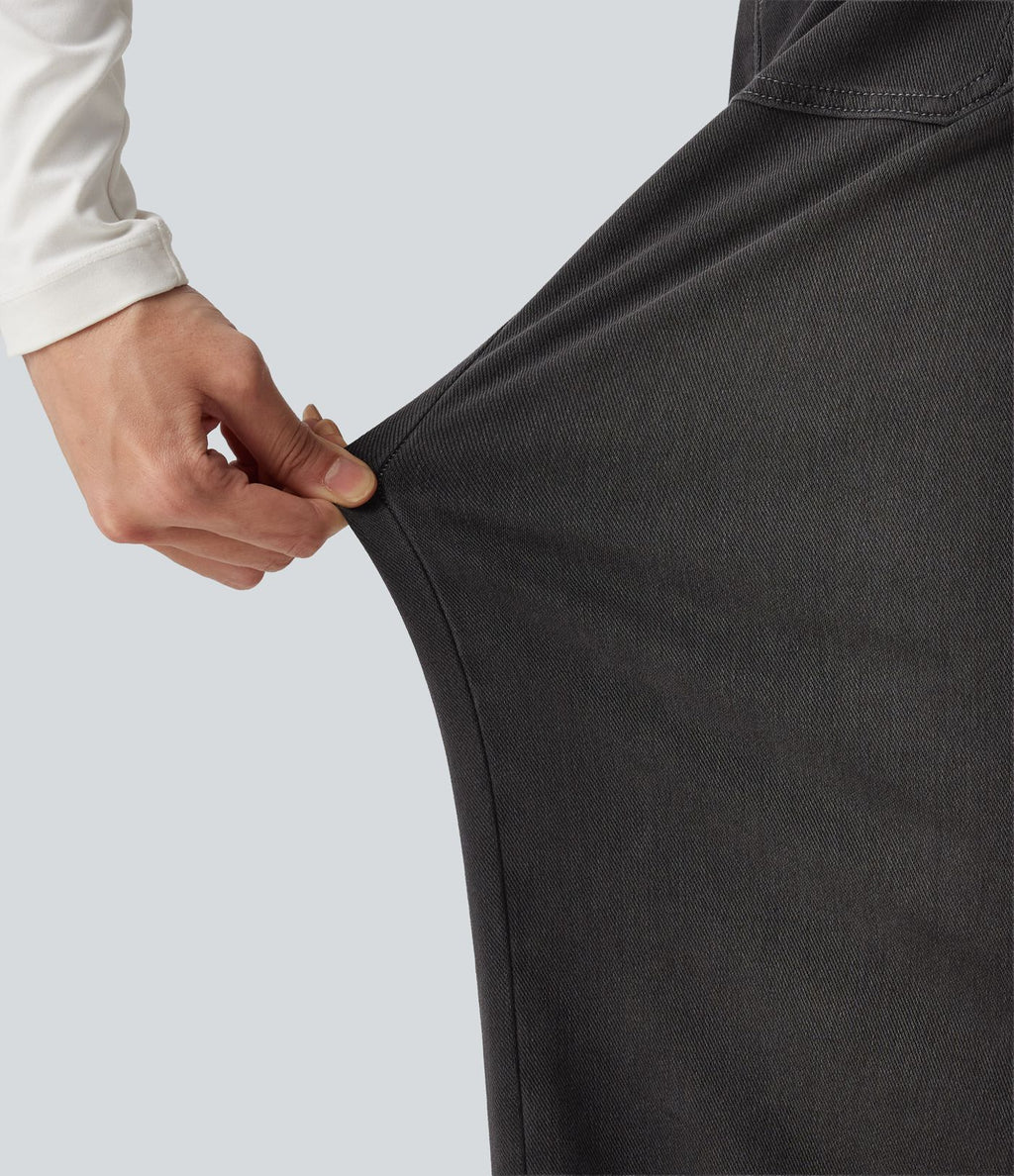 Jean droit baggy Halara Flex™ taille mi-haute avec cordon ajustable et poches