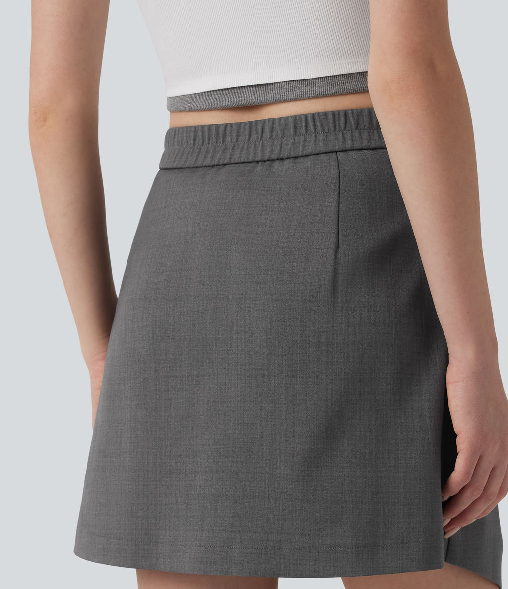 Jupe courte casual 2-en-1 à plis taille haute