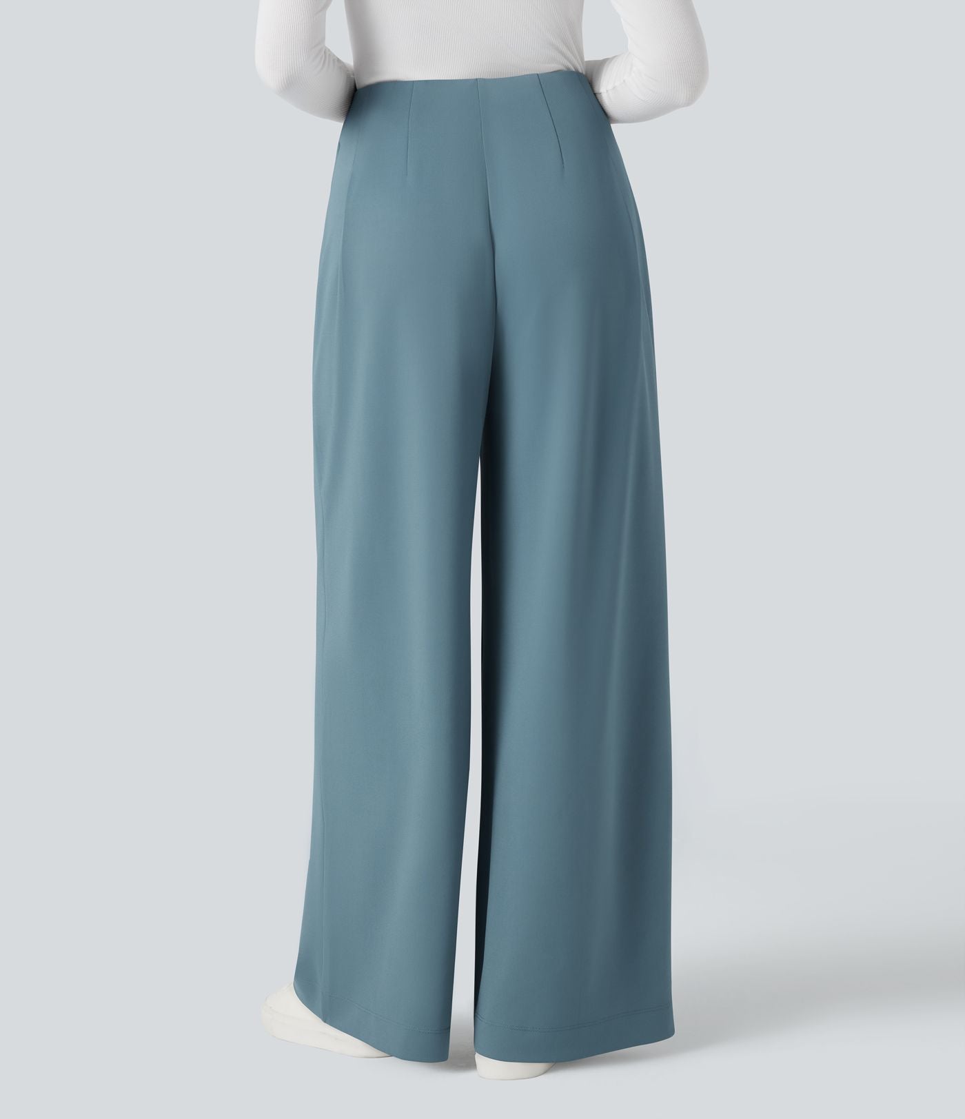 Pantalon tailleur large taille haute en crêpe avec poches Halara Flex™