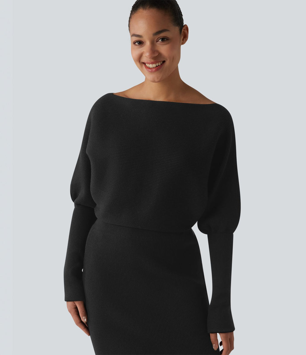 Robe pull midi casual à manches longues