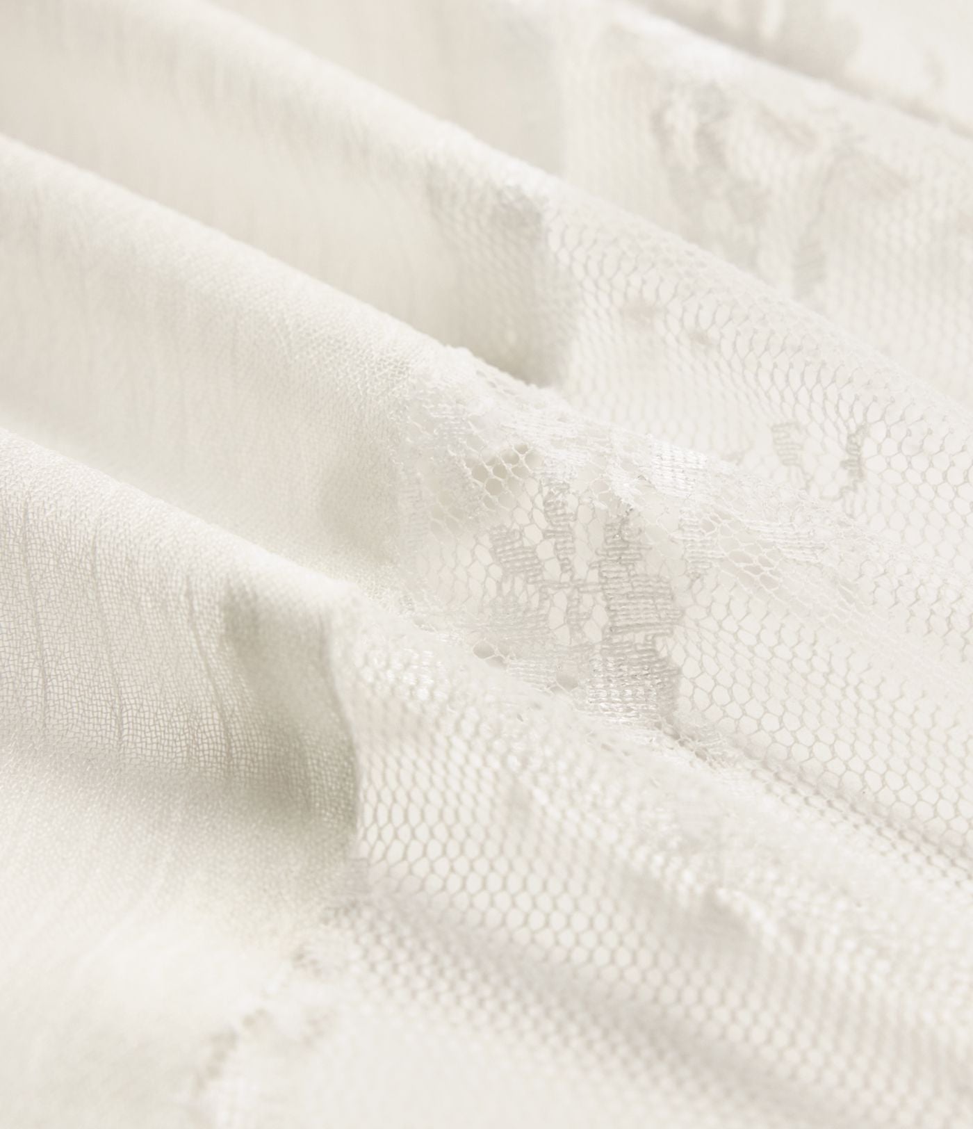 Jupe midi fluide taille haute en mousseline avec dentelle contrastée et fermeture éclair invisible