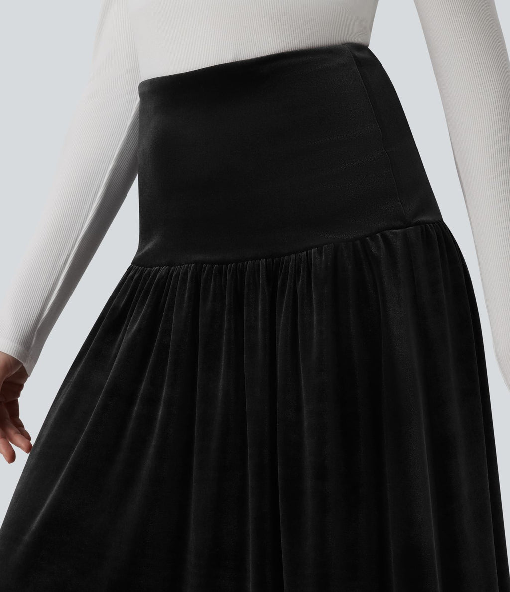Jupe longue casual trapèze velours taille haute