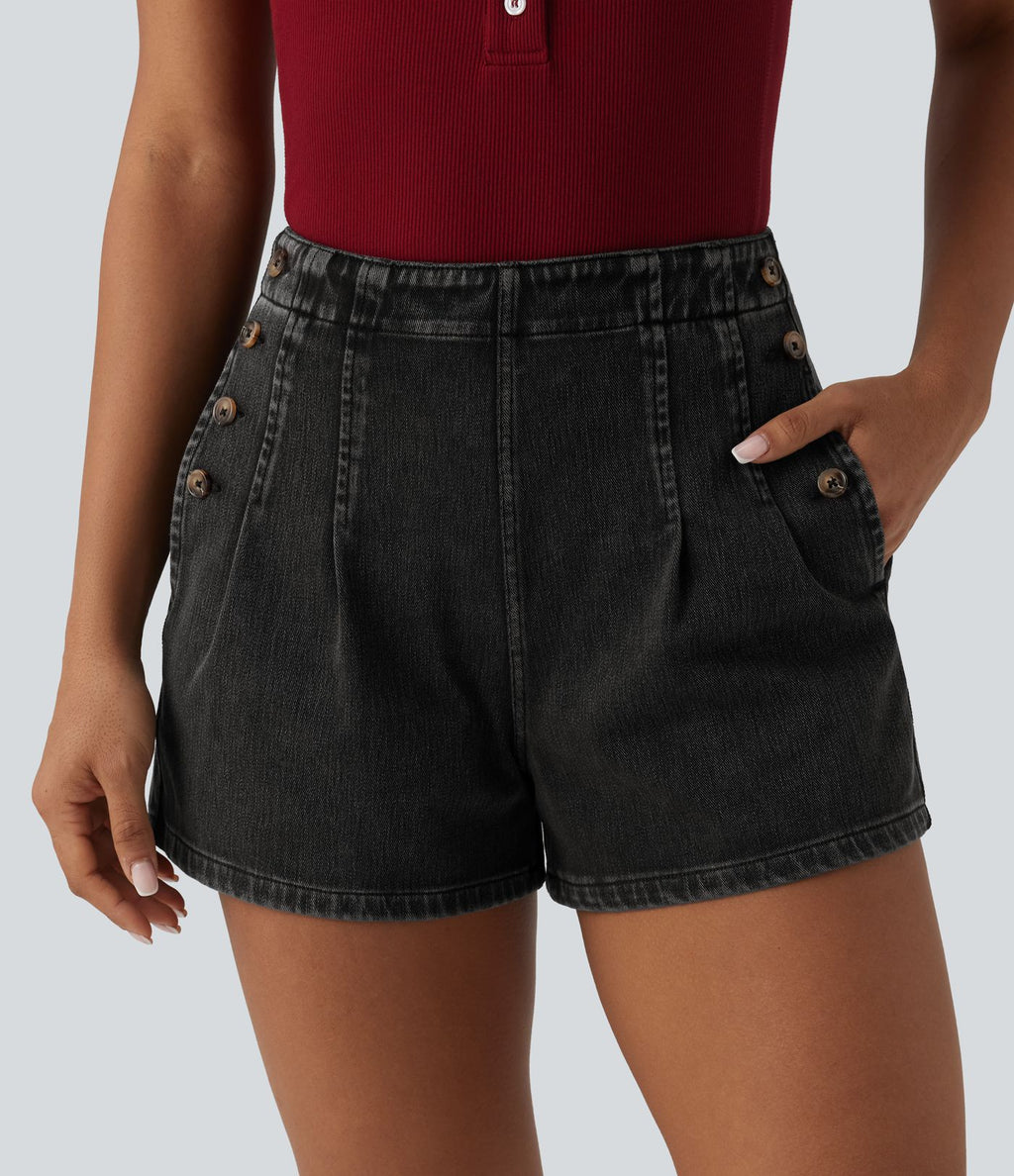 Halara Flex™ Short en denim taille haute 7,5 cm avec poches
