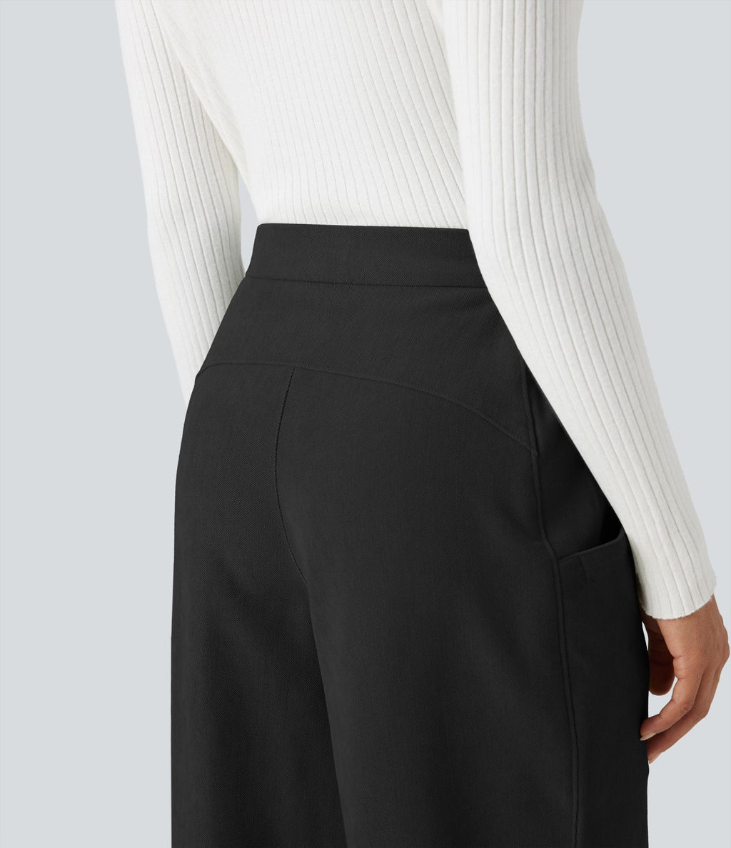 Pantalon barrel taille haute avec poches